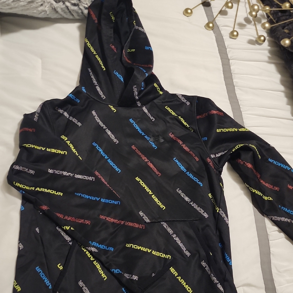 Under Armour Black Hoodie with Vibrant Logos